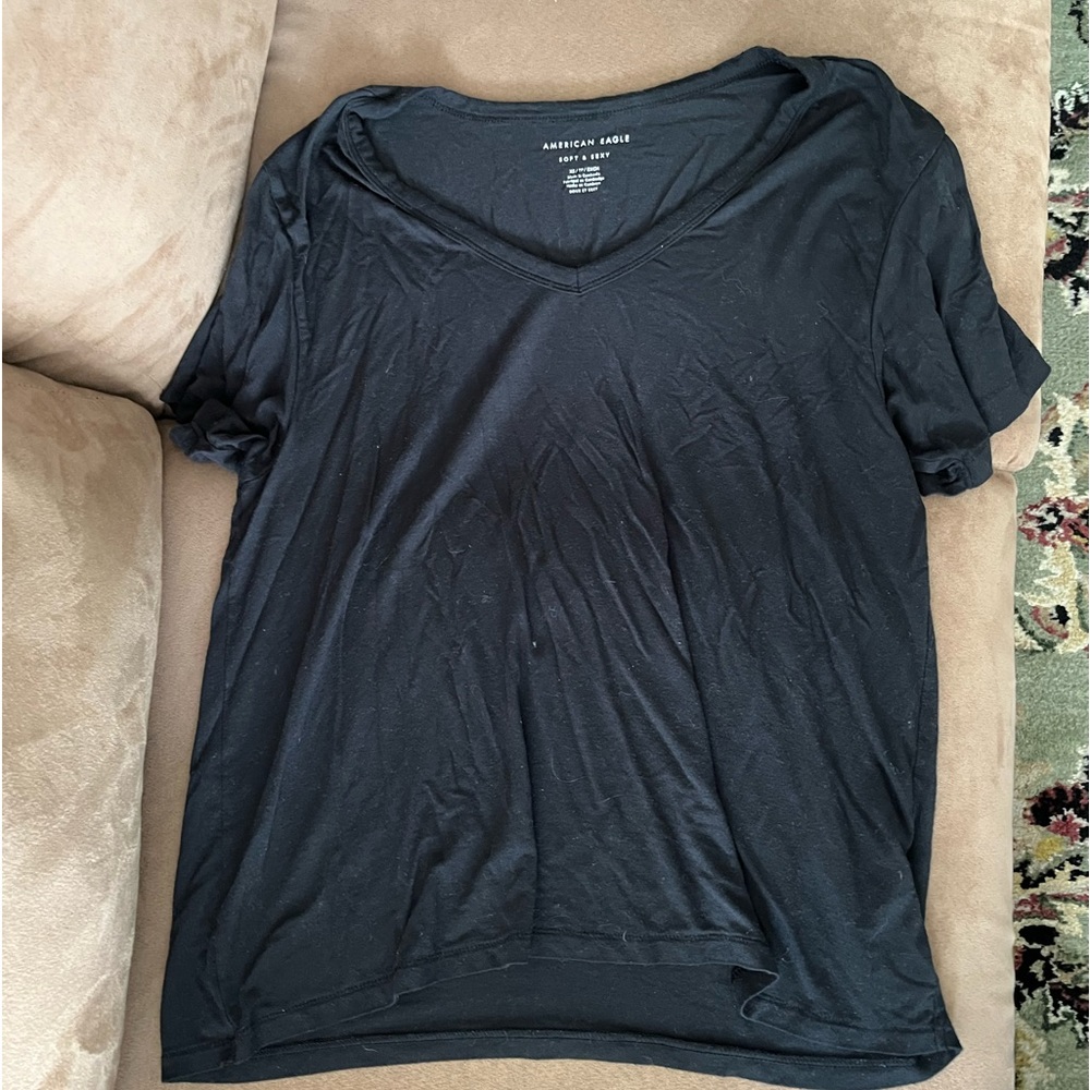oversized black american eagle v neck